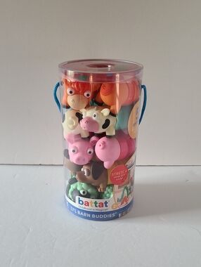 BATTAT LI'L BARN BUDDIES 5 SENSORY FARM ANIMAL TUBES 15 PIECES-TODDLER/PRESCHOOL